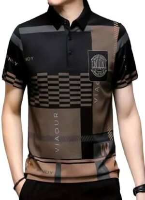 s2 Men Printed Polo Neck Cotton Blend T-Shirt