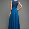 Women's Brick Red & Dusty Green Boat Neck Sleeveless Gown