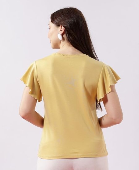 s33 Women's Soft Cotton Blend Fashion Top with Ruffle Sleeves