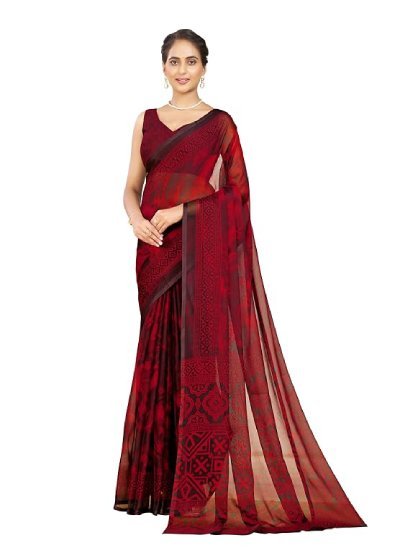 s4 Garden Vareli Nara Chiffon Abstract Printed Saree