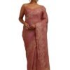 s4 Womens Linen Floral Printed Zari Embroidered Saree