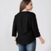 s44 Women's Casual Roll -Up Sleeves Rayon V-Neck Top