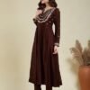 s44 Women’s Silk Embroidery Anarkali Kurta Pant with Dupatta