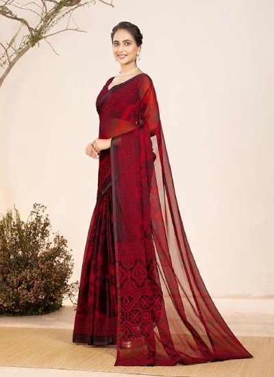 s44 Garden Vareli Nara Chiffon Abstract Printed Saree