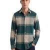 Men's Cotton Blend Printed Checkered Casual Shirt