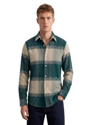 Men's Cotton Blend Printed Checkered Casual Shirt