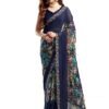s5 Women's Floral Printed Georgette Saree