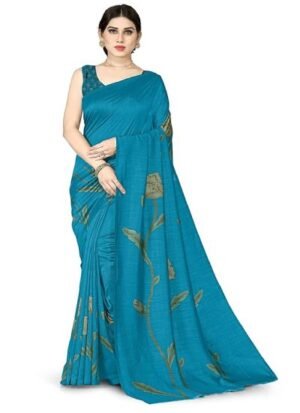 s5 Vichitra Silk Floral Printed Comfortable Daily Wear Saree