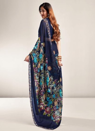s55 Women's Floral Printed Georgette Saree
