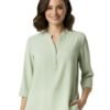 Women's Casual Roll -Up Sleeves V-Neck Top