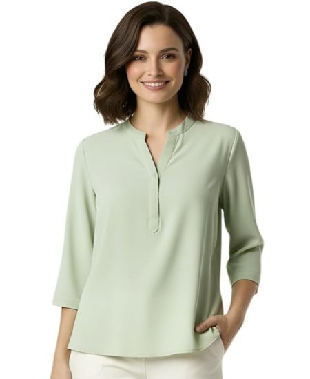 Women's Casual Roll -Up Sleeves V-Neck Top