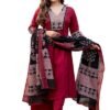 Women's Pure Cotton A-Line Kurta Set with Palazzo Pants & Dupatta