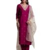 s6 Women's Embroidered Kurta Pant Set with Dupatta