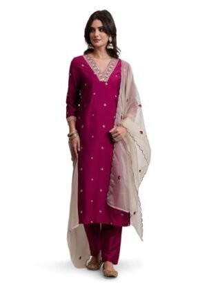 s6 Women's Embroidered Kurta Pant Set with Dupatta