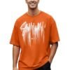 s6 Front Printed Round Neck Drop Shoulder Oversized Tshirt for Man