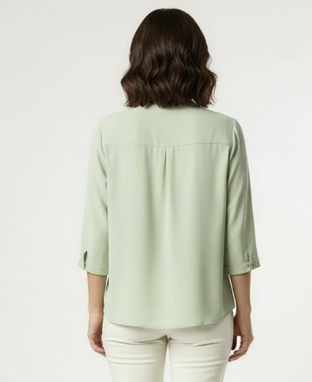 Women's Casual Roll -Up Sleeves V-Neck Top