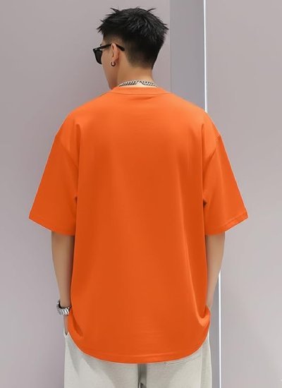s66 Front Printed Round Neck Drop Shoulder Oversized Tshirt for Man