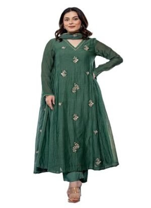 s8 Women Embroidery Solid Anarkali Kurta and Pant Set with Dupatta