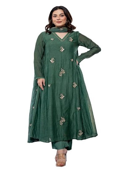 s8 Women Embroidery Solid Anarkali Kurta and Pant Set with Dupatta