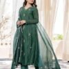 s88 Women Embroidery Solid Anarkali Kurta and Pant Set with Dupatta