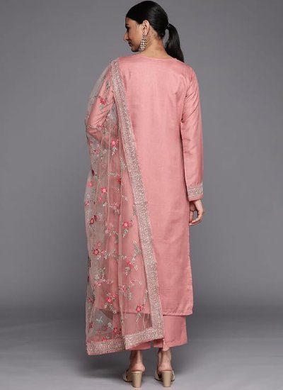 s88 Womens Woven Design Silk Blend Straight Kurta With Trousers and Dupatta