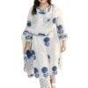 Women's Hand Block Floral Printed Straight Kurta Set with Palazzo Pants & Dupatta