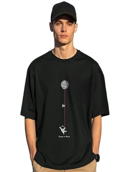 Men's Hangin Astronaut Graphic Printed 100% Cotton T-Shirt